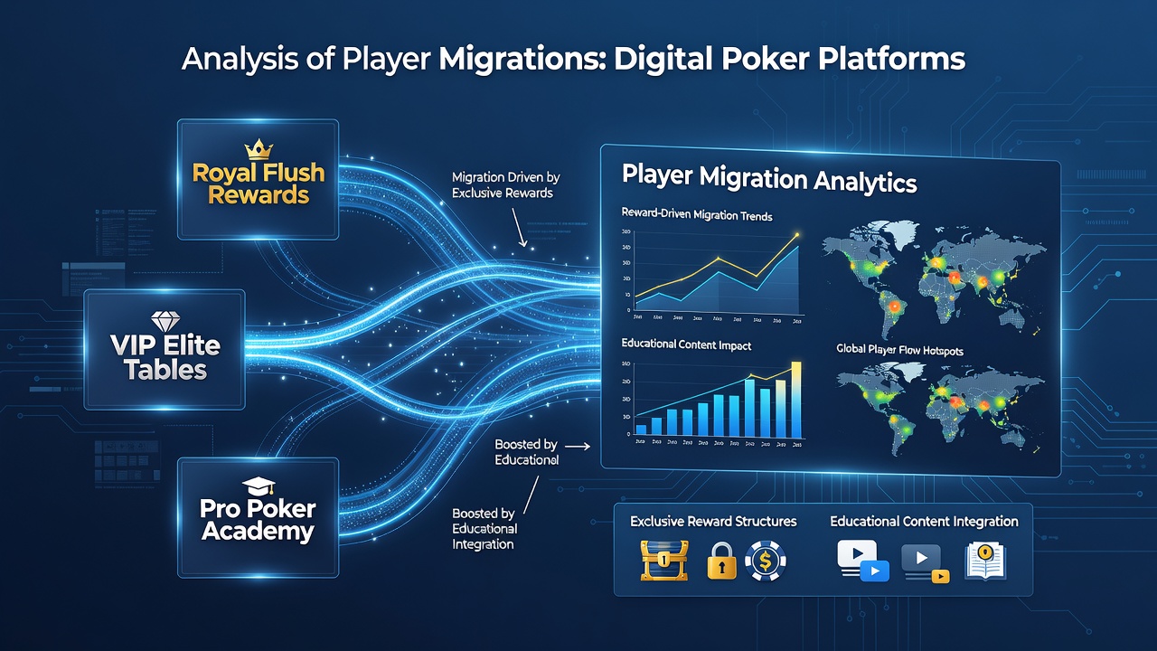Digital poker platforms showing player migration trends and reward interfaces