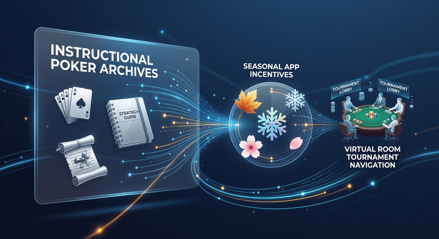 Poker players accessing instructional archives on mobile devices while reviewing seasonal app incentives for tournament navigation