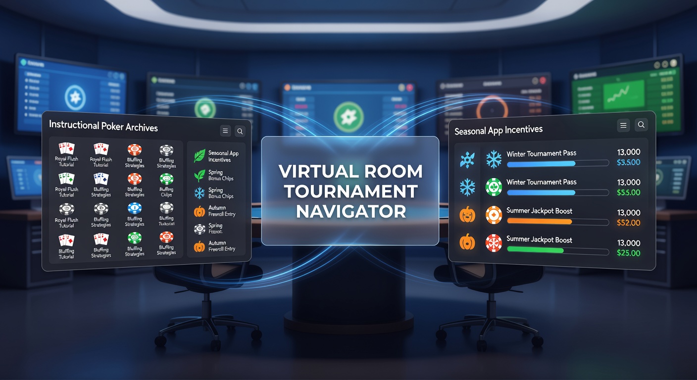 Mobile poker app interface displaying seasonal incentives alongside linked instructional resources for tournament navigation