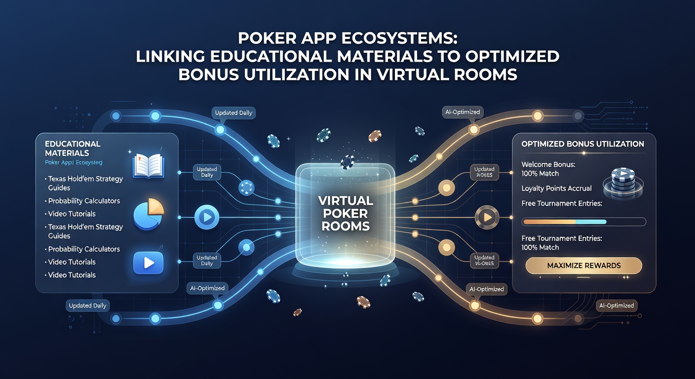 Mobile poker app screen illustrating step-by-step bonus optimization tutorial connected to virtual tournament lobby