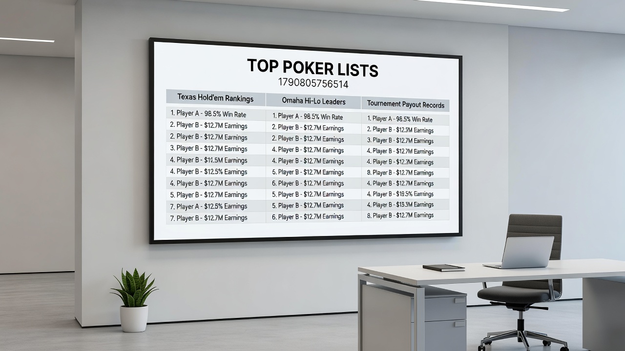 Detailed view of poker leaderboard metrics and historical player data charts